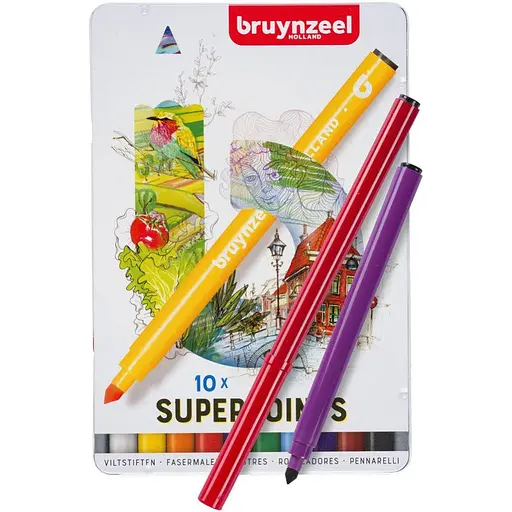 Набор цветных фломастеров EXPRESSION 10 шт металлическая коробка Bruynzeel - фото 3