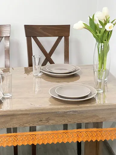Силиконовая скатерть с рыжим кружевом 7 см 240х190 см - фото 3