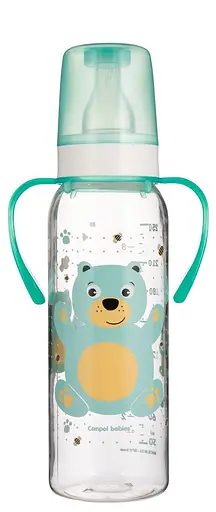 Бутылка с узким отверстием 250 мл с рисунком и ручкой "BPA FREE" коллекция "Цветная ферма" Бирюзовая - фото 1