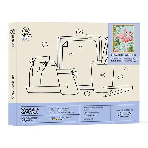 Набір з алмазною мозаїкою "Фламінго на березі", 40*50 см, IDEA2-CK1891 - фото 2