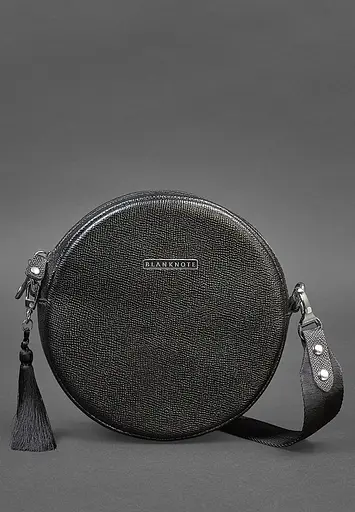 Кругла жіноча шкіряна сумочка Tablet чорна Blackwood - фото 2