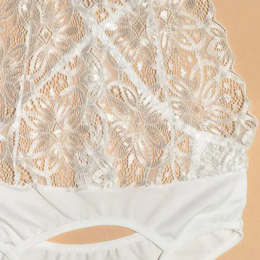 Еротичне боді з мережива та відкритим доступом S/M біле - фото 7