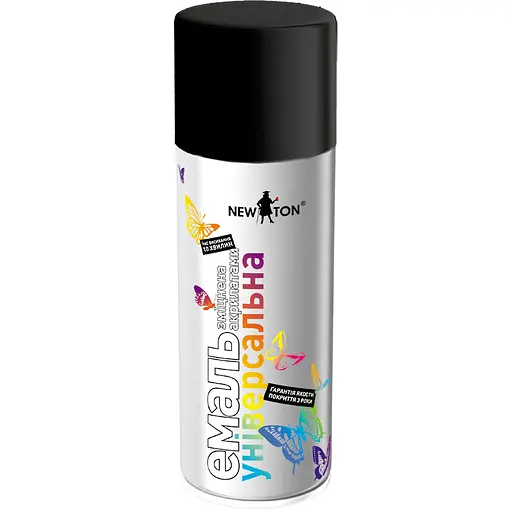 Емаль алкідна універсальна New Ton 9005 Чорний сатин напівматова 400 мл