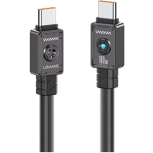 Кабель Usams US-SJ684 Type-C TO Type-C 100W 1.2 м чорний - фото 1