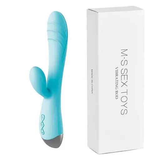 Смарт вибратор-кролик с USB зарядкой 21 см для клитора и точки G Голубой - фото 1