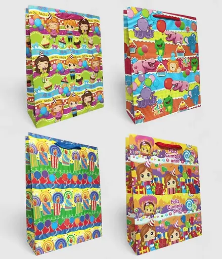 Подарунковий пакет "Дитячий яскравий" 30х40х12см, набір з 4-х штук 1630