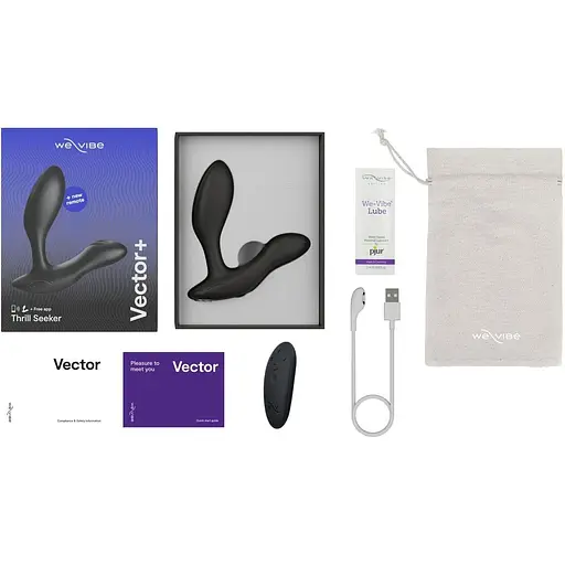Смарт-вібромасажер простати We-Vibe Vector+ Charcoal Black пульт ДК регульований кут нахилу - фото 6
