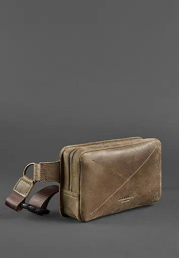 Шкіряна поясна сумка Dropbag Mini темно-коричнева Crazy Horse - фото 3