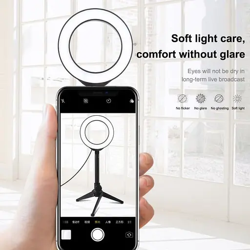 Кільцева USB LED лампа Puluz PKT3084B 4.7" + настільний штатив - фото 8