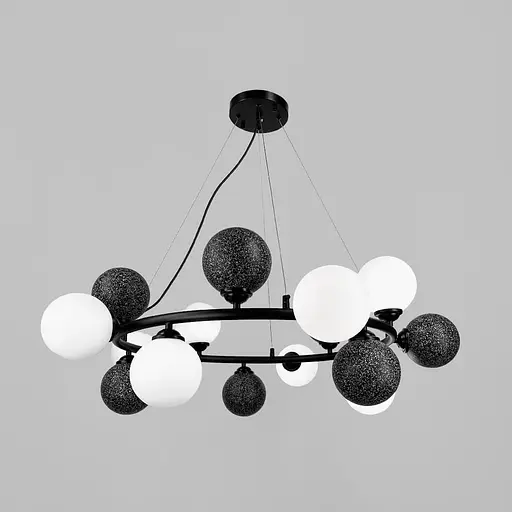 Кільцева люстра HOLLY L з 15 чорно-білими плафонами на 8 ламп Ø 70 см | Line F | Арт. 1035/15 BK - фото 2