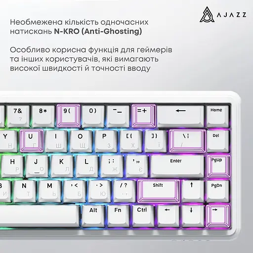 Клавіатура Ajazz AK680 MAX Magnetic Switch ABS White Keycaps RGB Aluminum Positioning Pl (AK680-WM-W-A) - фото 7