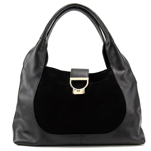 Жіноча містка шкіряна сумка на плече із замшевою вставкою Tavinchi CH-555A-Y