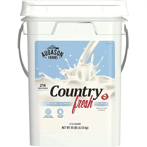 Молоко 100% натуральное обезжиренное сублимированное Augason Farms с большим сроком годности до 20 лет 216 порций