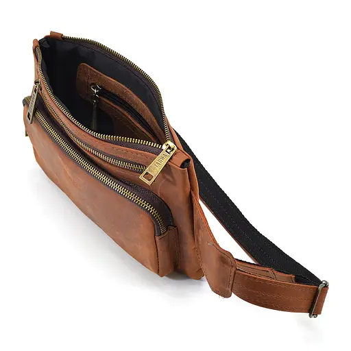 Кожаная мужская сумка на пояс TARWA 26х16х3 см sum0026004 - фото 2