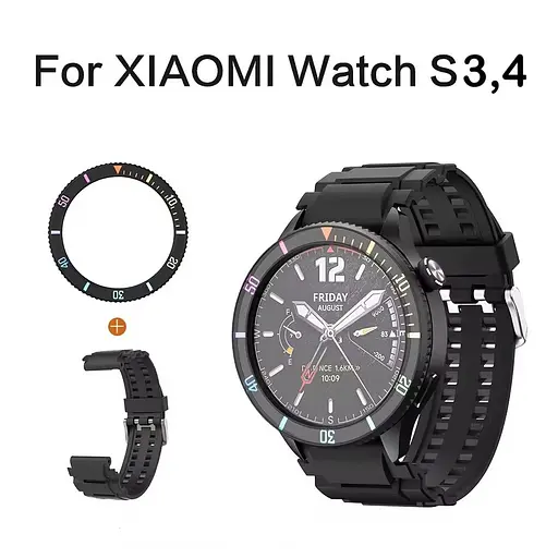 Безель Multicolor и силиконовый ремешок Sikai для смарт-часов Xiaomi Watch S3/S4 - фото 4
