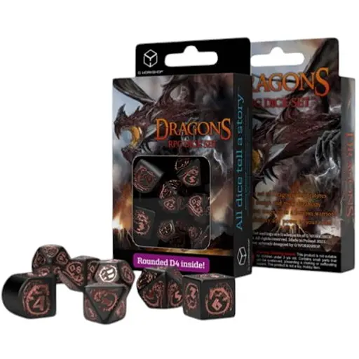 Набор кубиков Dragons Modern Dice Set Obsidian , 7 шт. (RDRA07) - фото 1