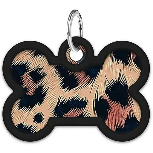 Адресник для собак і котів металевий WAUDOG Smart ID з QR паспортом малюнок Леопард Д 40 мм Ш 28 мм - фото 3