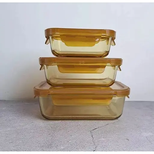 Харчовий контейнер Vittora скляний з пластиковою кришкою Бурштин 1040 мл VT-7810 (127041) - фото 2