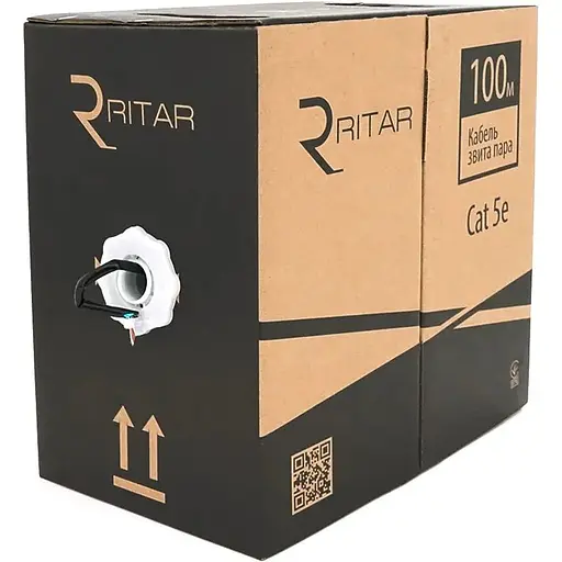 Кабель Ritar КНПЕ FTP (4x2x0.51) 4p 24 AWG, для зовн. робіт, 100м, Black