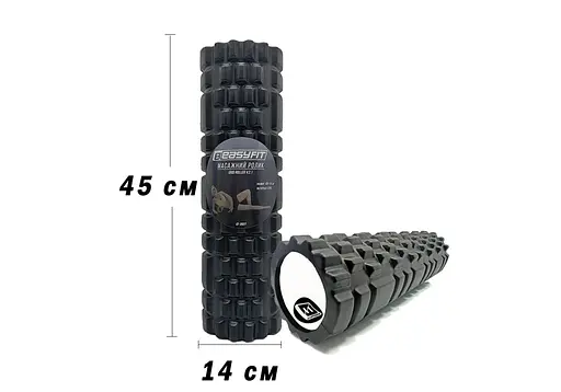 Масажний ролик EasyFit Grid Roller 45 см v.2.1 Чорний (EF-2027-BK) - фото 3
