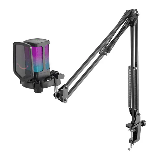 Мікрофон з пантографом конденсаторний Fifine Q-6T-B RGB USB Black - фото 3