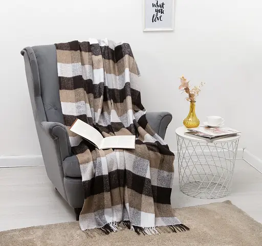 Плед вовняний Vladi Палермо 140x200 біло-бежево-коричневий 8 - фото 1