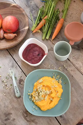 Набір тарілка, миска, стакан, ложка Beaba 4+ оливковий білий (913603) - фото 4