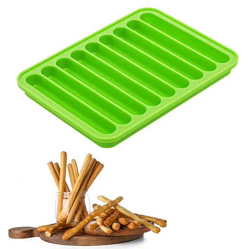 Форма силіконова для випічки хлібних паличок Гриссіні 15х11х1 см, A-plus Салатовий 86257 - фото 1