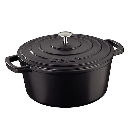 Каструля чавунна з кришкою KELA Calido, чорна 5,0 л (12472)