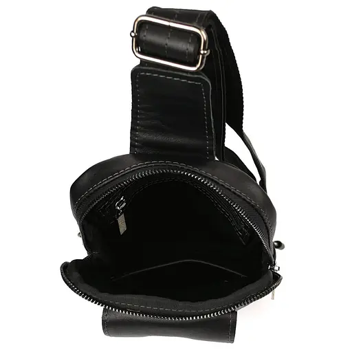 Мужской черный слинг из кожи Наппа TARWA 27.5х18х4 см sum0028230 - фото 5