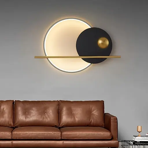 Бра у сучасному чорно-латунному корпусі 66х45 см Арт. WB46-650 Line F - фото 1