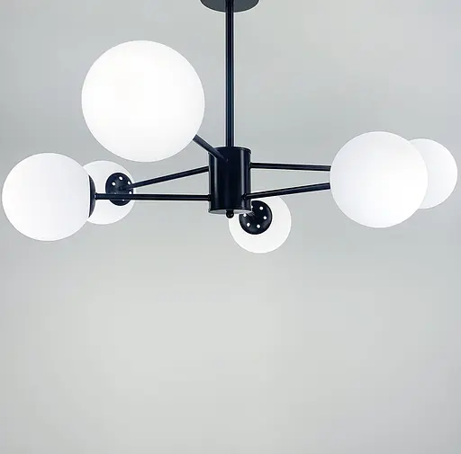 Мінімалістична люстра на 6 білих матових плафонів Line.F CD 111/6 BK - фото 5