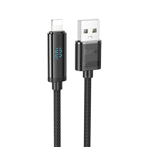 Кабель Hoco U127 с дисплеем USB to Lightning 1.2 м черный - фото 1