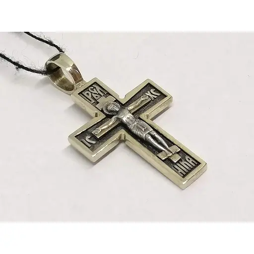 Золотой крестик Харьковская ювелирная фабрика. Распятие Христа. 11503-ЧБЕЛ - фото 2