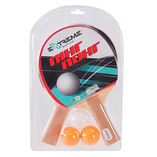 Набір для настільного тенісу Extreme Motion TT24169, 2 ракетки, 3 м'ячики