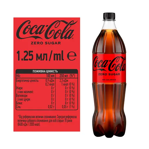 Напій Coca-Cola Zero безалкогольний 1.25 л - фото 3
