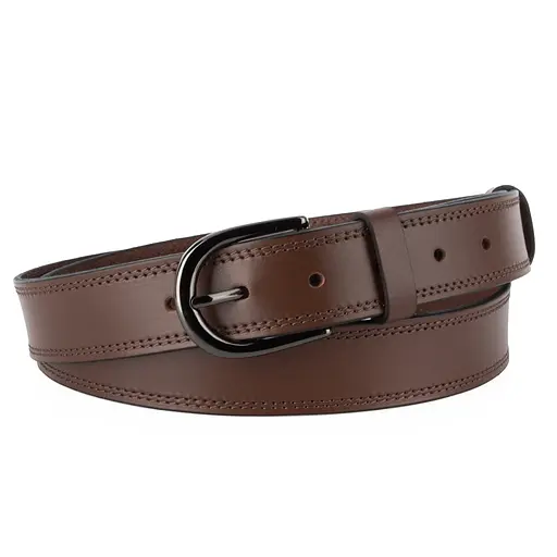 Ремень женский кожаный под джинсы SF-3554 коричневый  прошитый (130 см) - фото 1