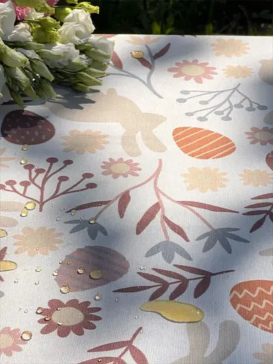 Водоотталкивающая Скатерть пасхальная Зайчики 220х140 см (+ 4 салфетки 30х40) Белый - фото 10