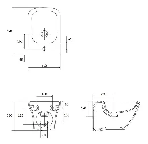 Биде подвесное прямоугольное Cersanit Larga EW К120-012 скрытого монтажа Белый 30412 - фото 3
