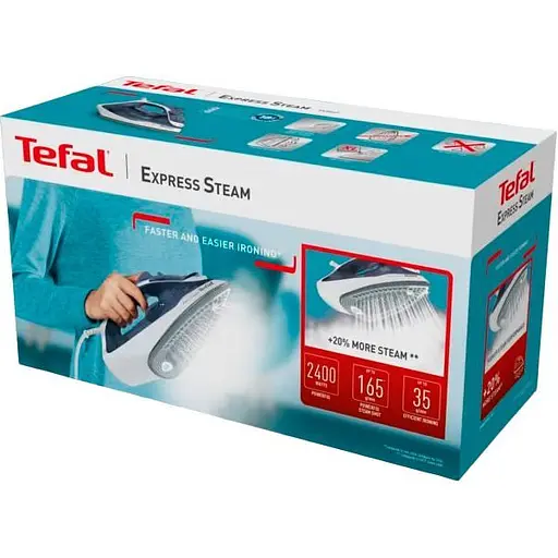 Праска Tefal Express Steam FV2837 синьо-біла [91248] - фото 2