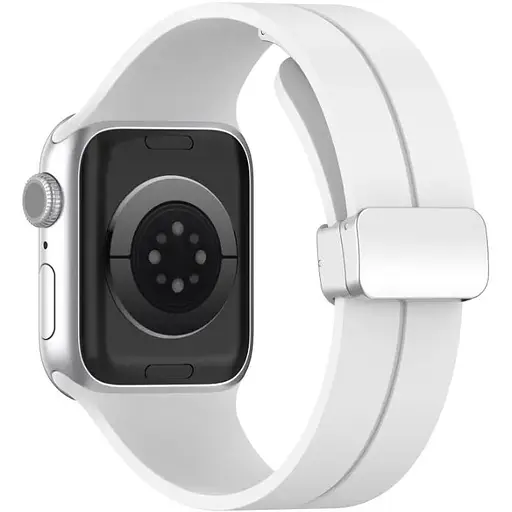Ремешок DK для Apple Watch 38mm (Series 1 / 2 / 3) Silicone Sport Magnetic (017247) (white / silver) - фото 2