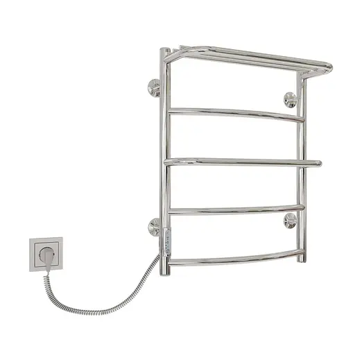 Электрический полотенцесушитель Kosser Каскад с полкой 600x500/5 EL ДКп01EL, Хром, Левое - фото 1
