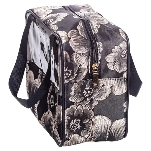 Набір косметичок Yiwu HP-16-1KB 22х11х18 / 17х10х11 см водонепроникні 2 шт. прозорі/чорні  - фото 5