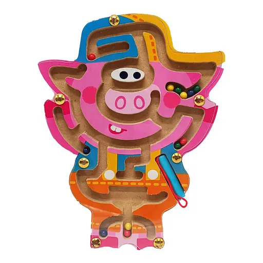 Дерев'яна магнітна іграшка Лабіринт Limo Toy MD 1792-1 Порося - фото 1