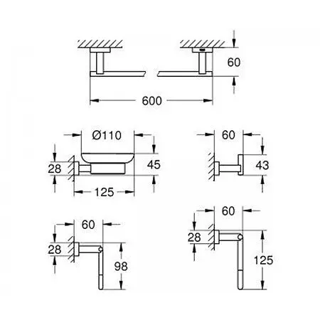Набор аксессуаров Grohe Essentials Cube 40758001, Хром - фото 2