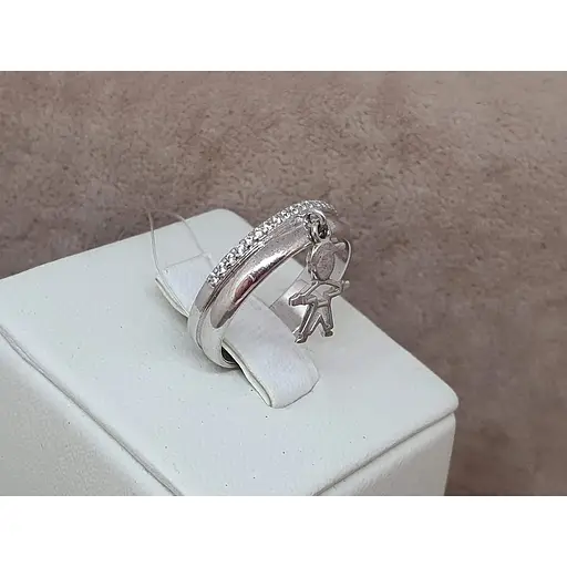 Срібне кільце Qvaliz Хлопчик з фіанітами. 901-01087 16,5 - фото 4