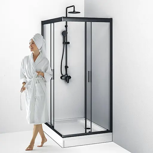 Душевая кабина Am.Pm Gem Twin Slide 120x80 см стекло прозрачное black matt W90UG-404-120290-BT, Черный матовый, Универсальная, прозрачная - фото 5