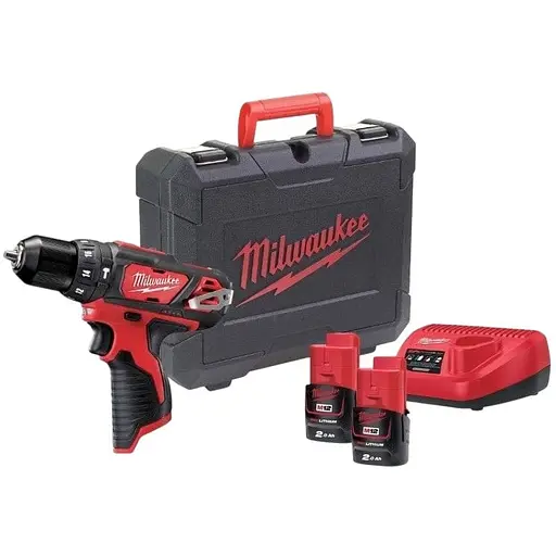 Шуруповерт-дрель аккумуляторный Milwaukee M12 BPD-202C 12В 2х2 А/ч 30 Нм 0·1500 об/мин ЗП C12C жилет кейс 1.2 кг
