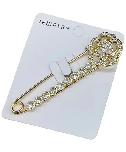 Брошка Квітка каміння з камінцями для особливого образу декоративна жіноча прикраса на одяг Золотистий - фото 1