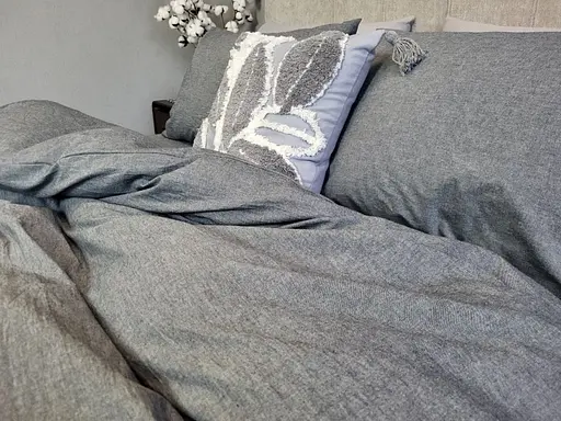 Комплект постельного белья Washed Cotton из вареного хлопка графит Graphite - двуспальный - фото 3